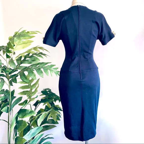 Elegant Black Dress with Gold Button Accents - Picture 3 of 14